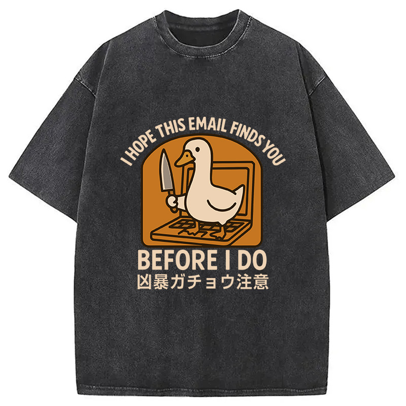 Modecanvas Goose With A Knife Washed T-Shirt-modecanvas