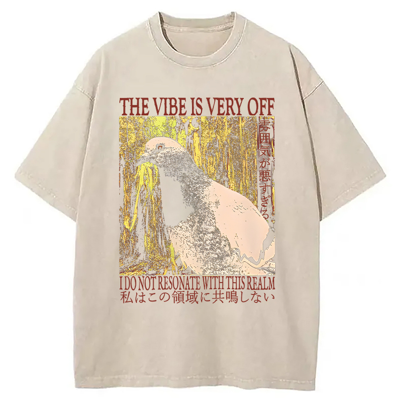 Modecanvas The Vibe is Very Off Washed T-Shirt-modecanvas