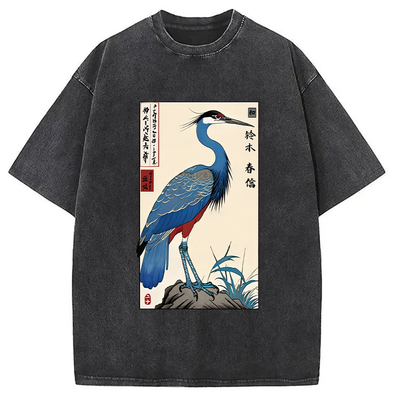 Modecanvas Colorful Crane Washed T-Shirt
