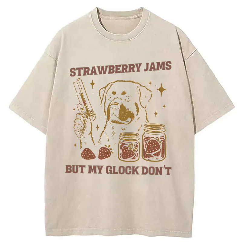 Modecanvas Strawberry Jams Dog Washed T-Shirt-modecanvas