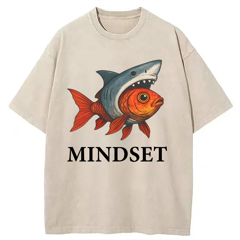 Modecanvas Goldfish Shark Mindset DTG Printing Washed T-Shirt