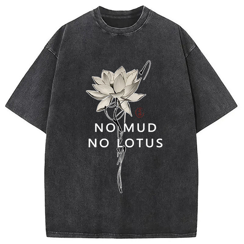 Modecanvas Japanese Zen Lotus Washed T-Shirt-modecanvas