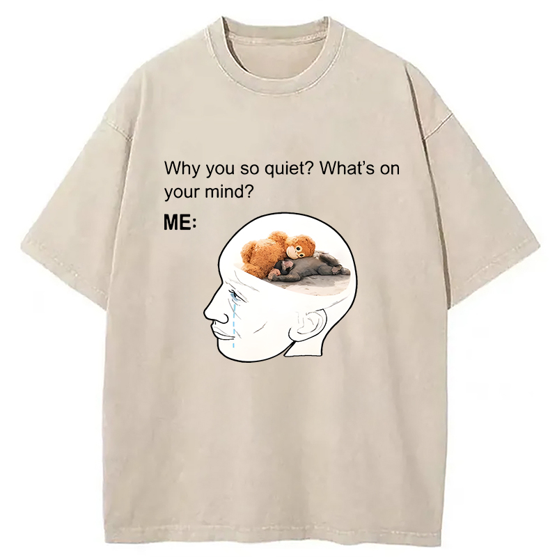 Modecanvas Lonely Baby Monkey Punch DTG Printing Washed T-Shirt