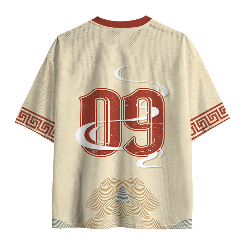 Modecanvas Samurai Cat And Koi Mesh Jersey-modecanvas