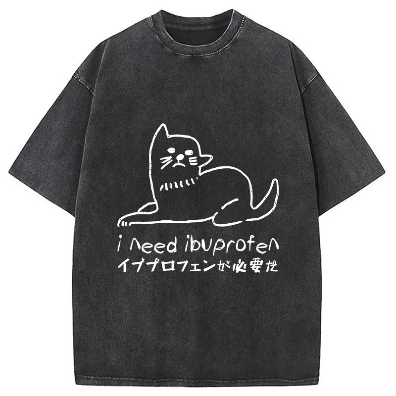 Modecanvas Cats Who Need Ibuprofen Washed T-Shirt