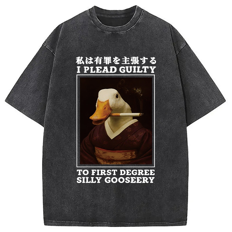 Modecanvas Silly Goose Smoking Funny Washed T-Shirt