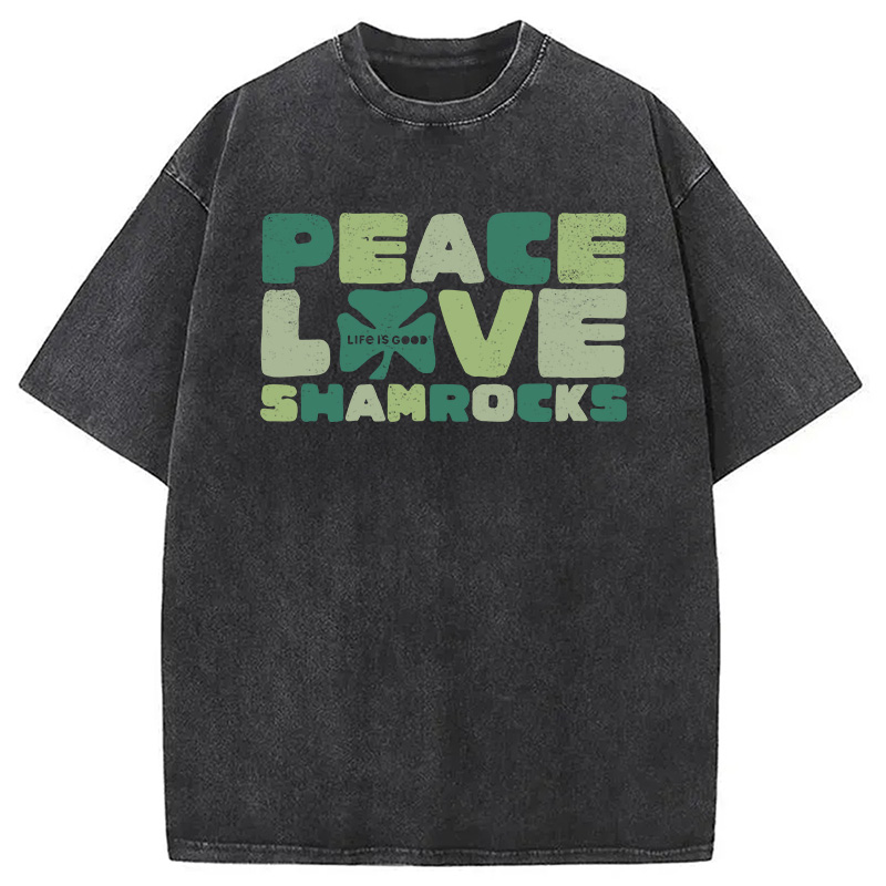 Modecanvas Peace Love Shamrocks DTG Printing Washed T-Shirt