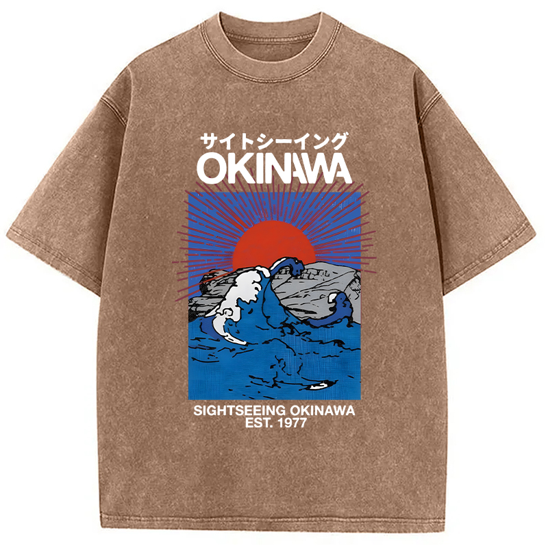 Modecanvas Sightseeing Okinawa DTG Printing Washed T-Shirt