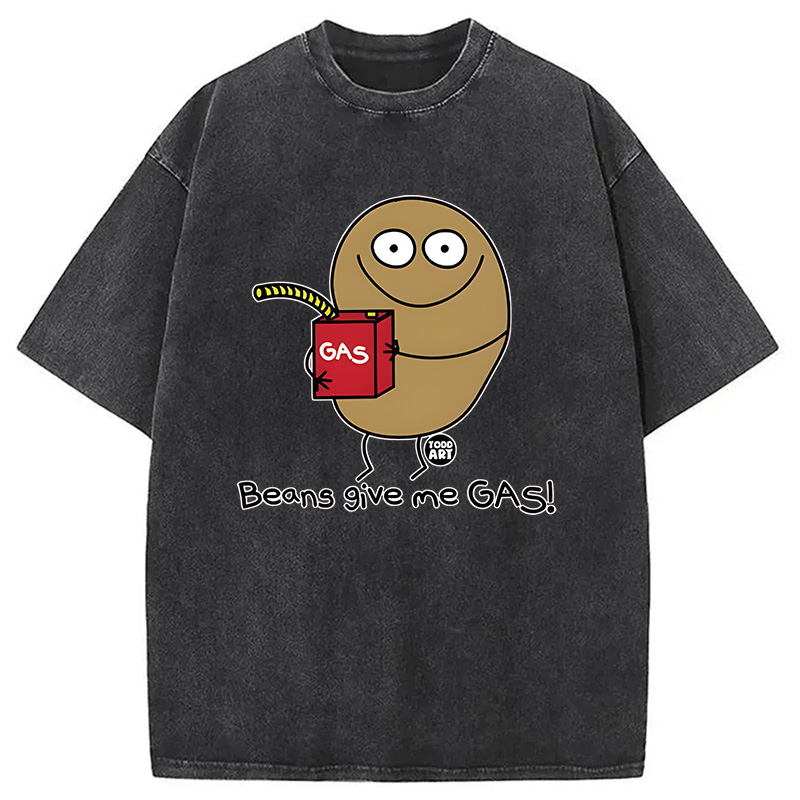 Modecanvas Beans Give Me Gas DTG Printing Washed T-Shirt