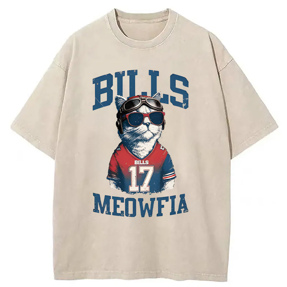 Modecanvas Bills Meowfia Cat DTG Printing Washed T-Shirt