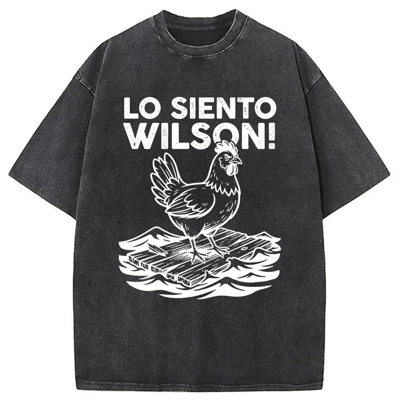 Modecanvas Lo Siento Wilson Chicken Meme DTG Printing Washed T-Shirt