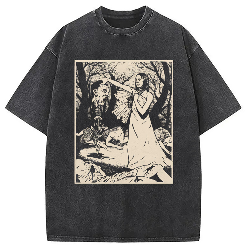 Modecanvas Headhunter Witch DTG Printing Washed T-Shirt
