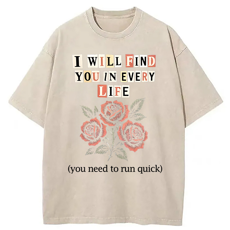 Modecanvas Funny Threat Roses DTG Printing Washed T-Shirt