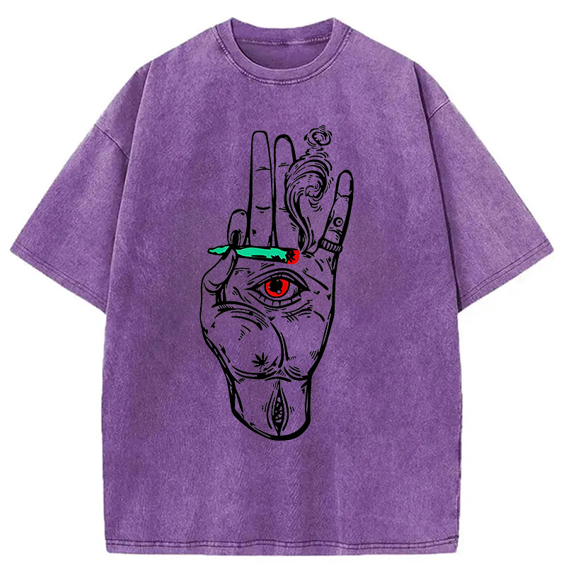 Modecanvas All Eyes On Me Cigarette DTG Printing Washed T-Shirt