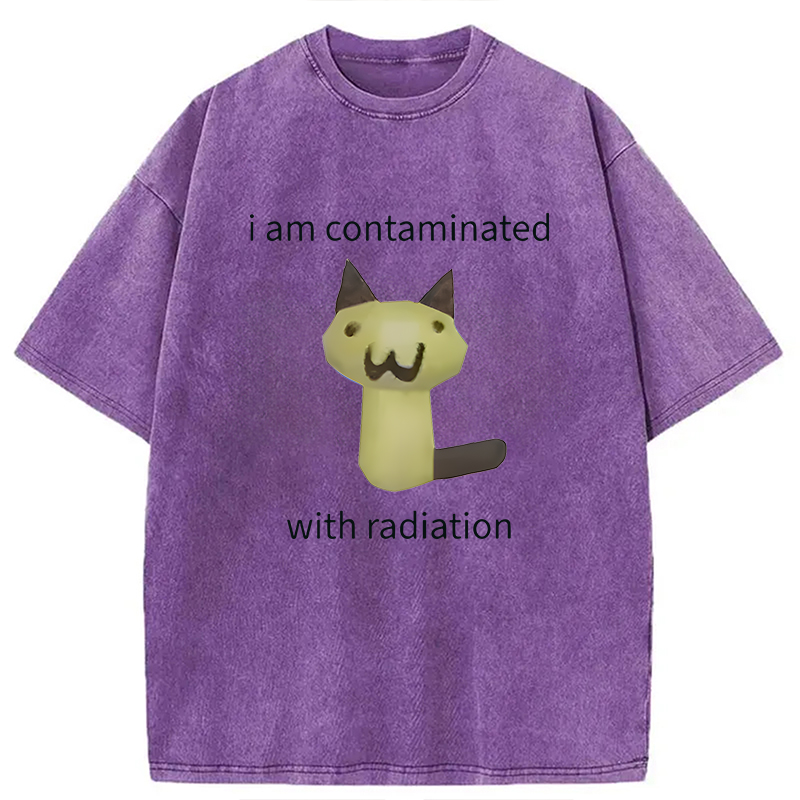 Modecanvas Radioactive Cat Meme DTG Printing Washed T-Shirt