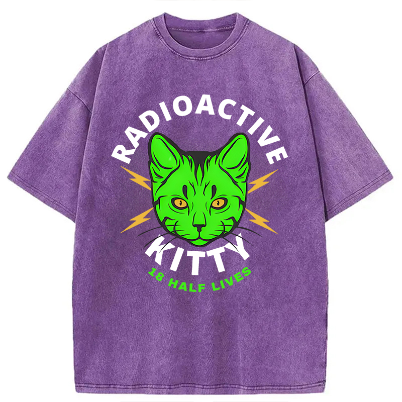 Modecanvas Radioactive Kitty DTG Printing Washed T-Shirt