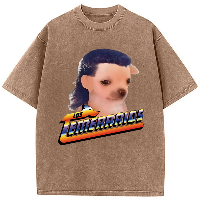 Modecanvas Chihuahua Mullet Meme DTG Printing Washed T-Shirt