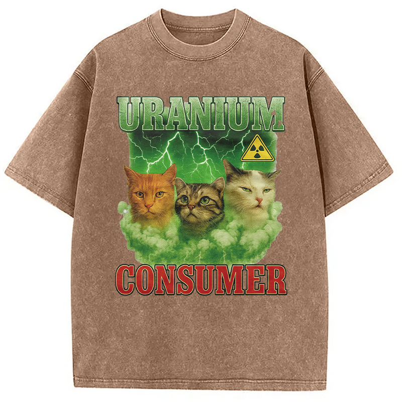 Modecanvas Uranium Consumer Cat DTG Printing Washed T-Shirt
