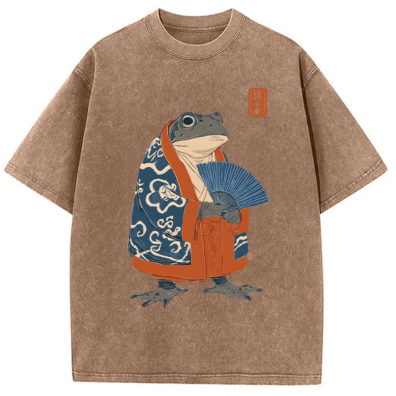 Modecanvas Frog Kimono DTG Printing Washed T-Shirt