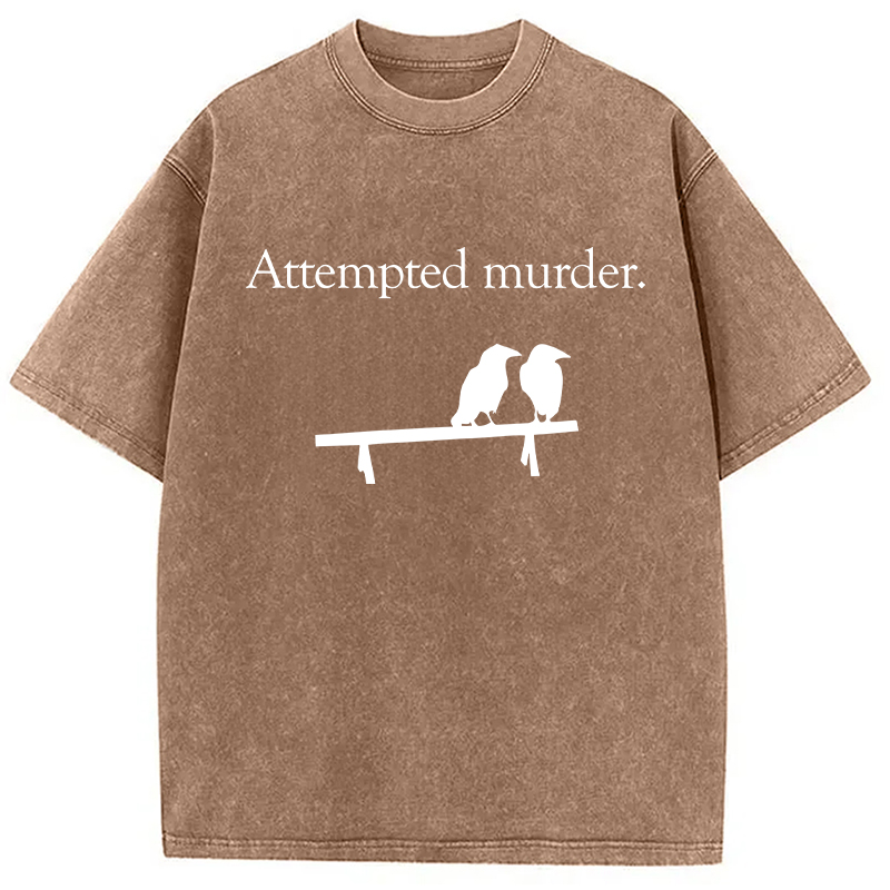 Modecanvas Attempted Murder DTG Printing Washed T-Shirt