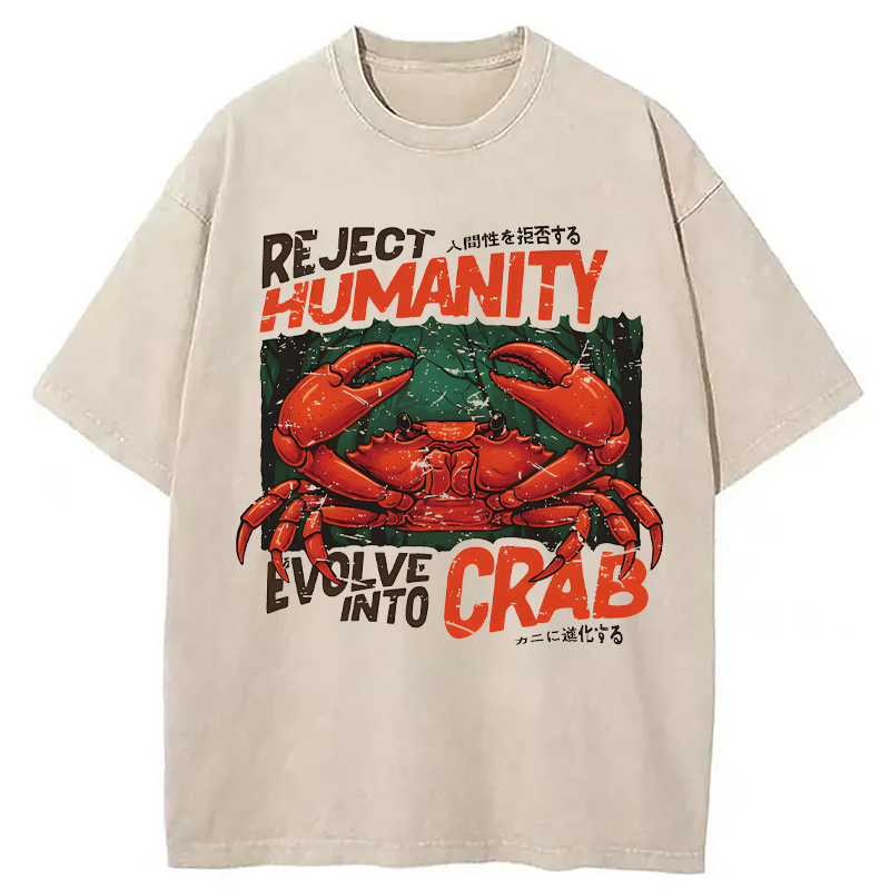 Modecanvas Horror Crab DTG Printing Washed T-Shirt