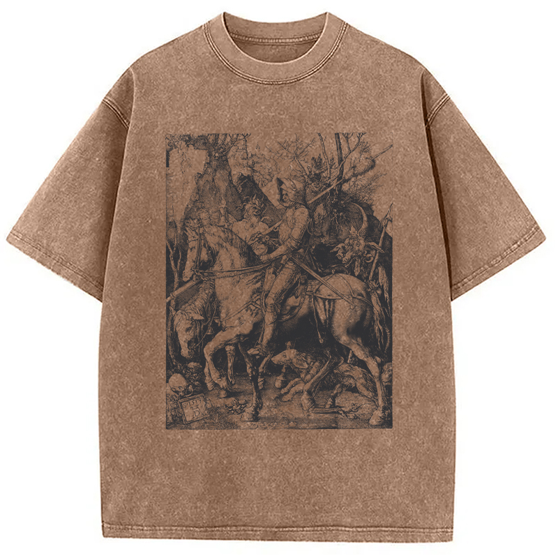 Modecanvas 90s Vintage Dark Art DTG Printing Washed T-Shirt