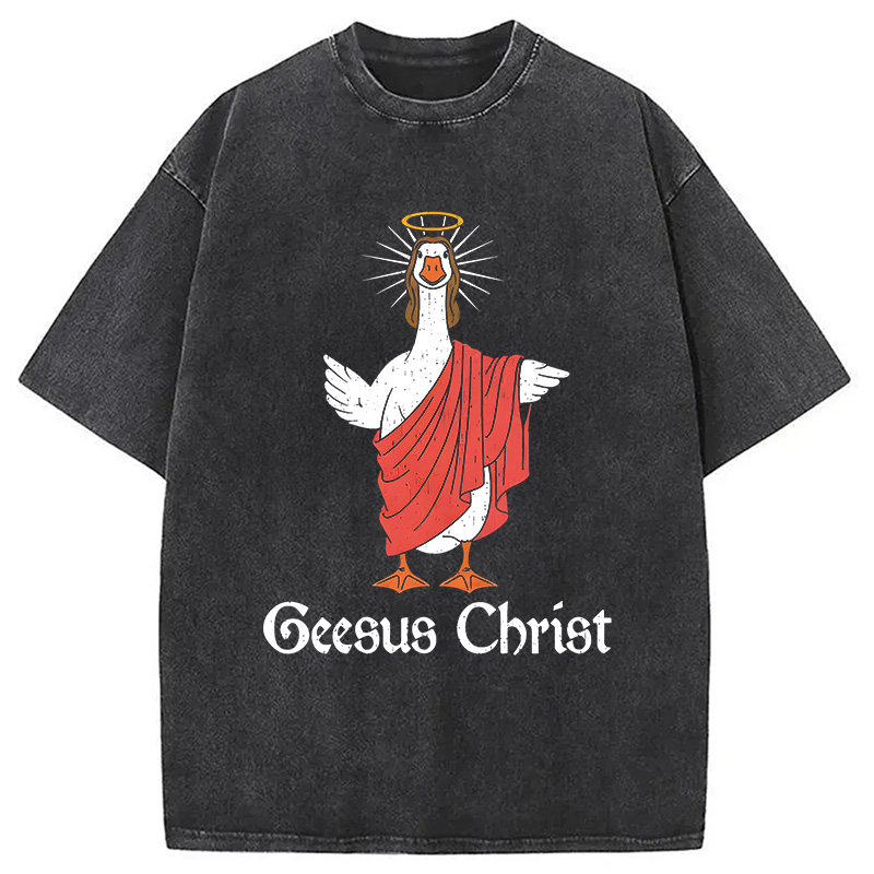 Modecanvas Geesus Christ Funny DTG Printing Washed T-Shirt