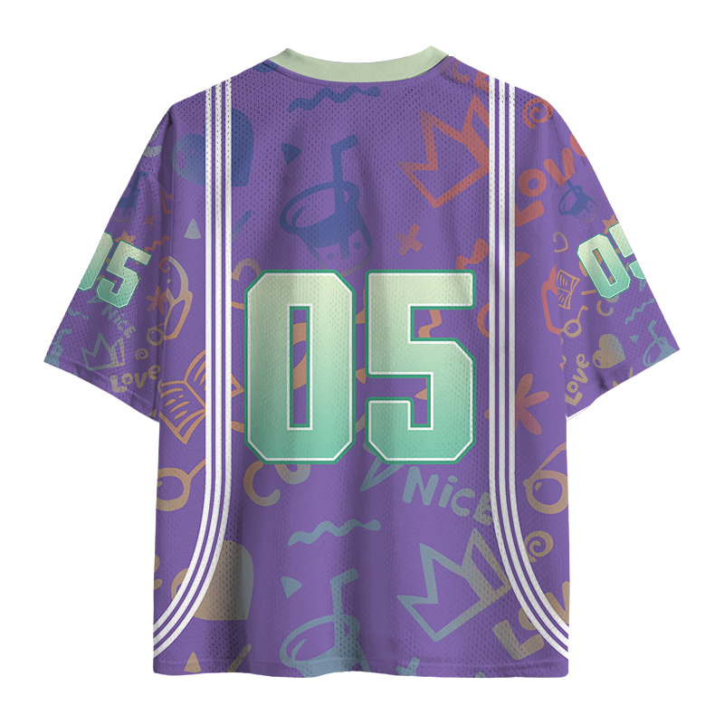 Modecanvas Hip Hop Cat Mesh Jersey-modecanvas