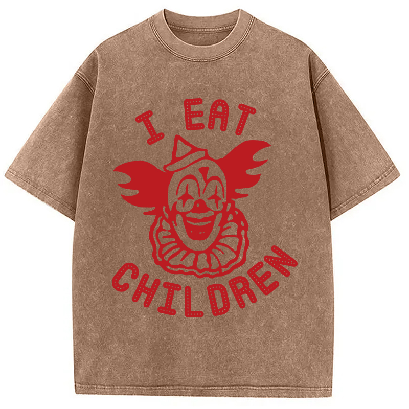 Modecanvas I Eat Children DTG Printing Washed T-Shirt