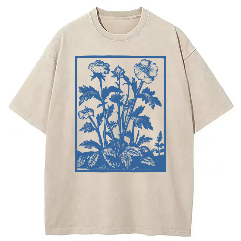 Modecanvas Wildflowers Washed T-Shirt-modecanvas