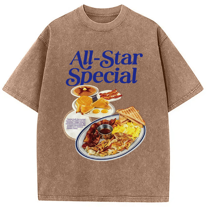 Modecanvas All-Star Special Breakfast DTG Printing Washed T-Shirt