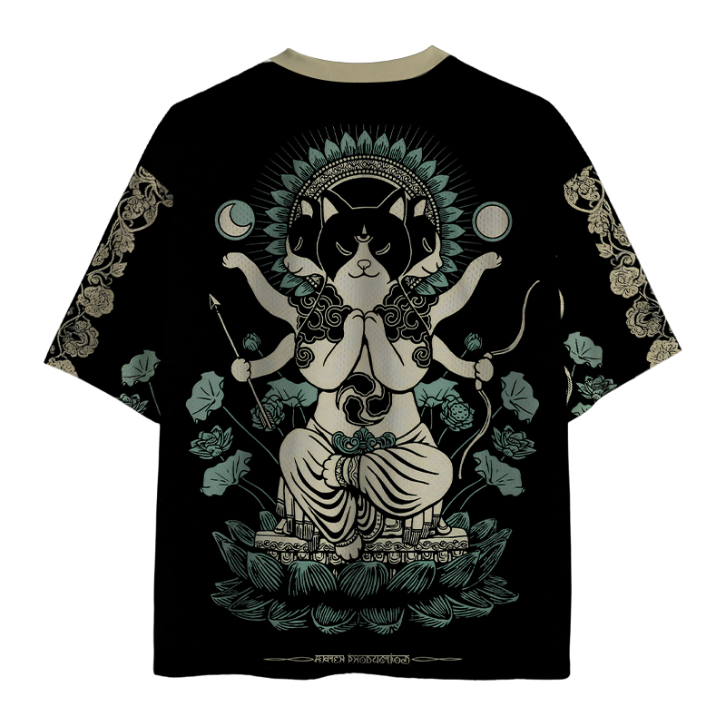 Modecanvas Cat Deity Lotus Mesh Jersey-modecanvas