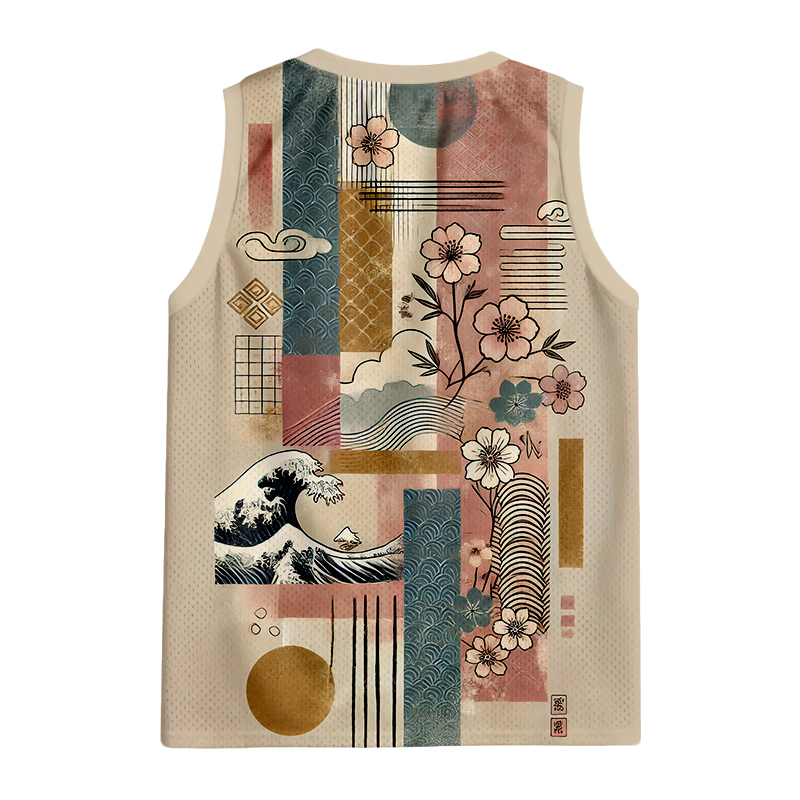 Modecanvas Japanese Wave Mosaic Jersey Tank
