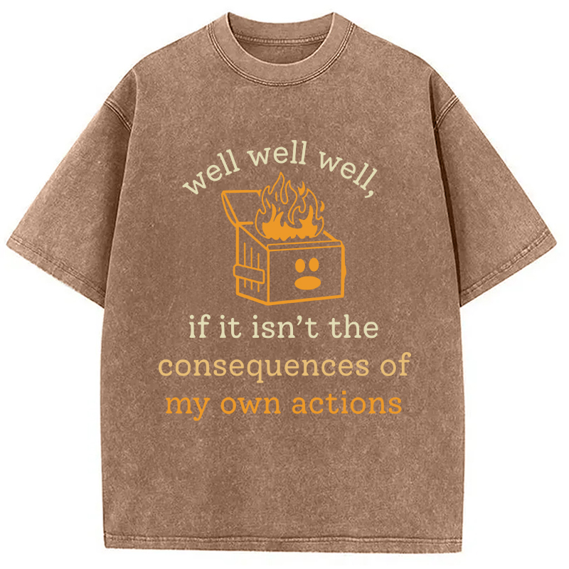 Modecanvas Dumpster Fire Self-Deprecating Humor DTG Printing Washed T-Shirt