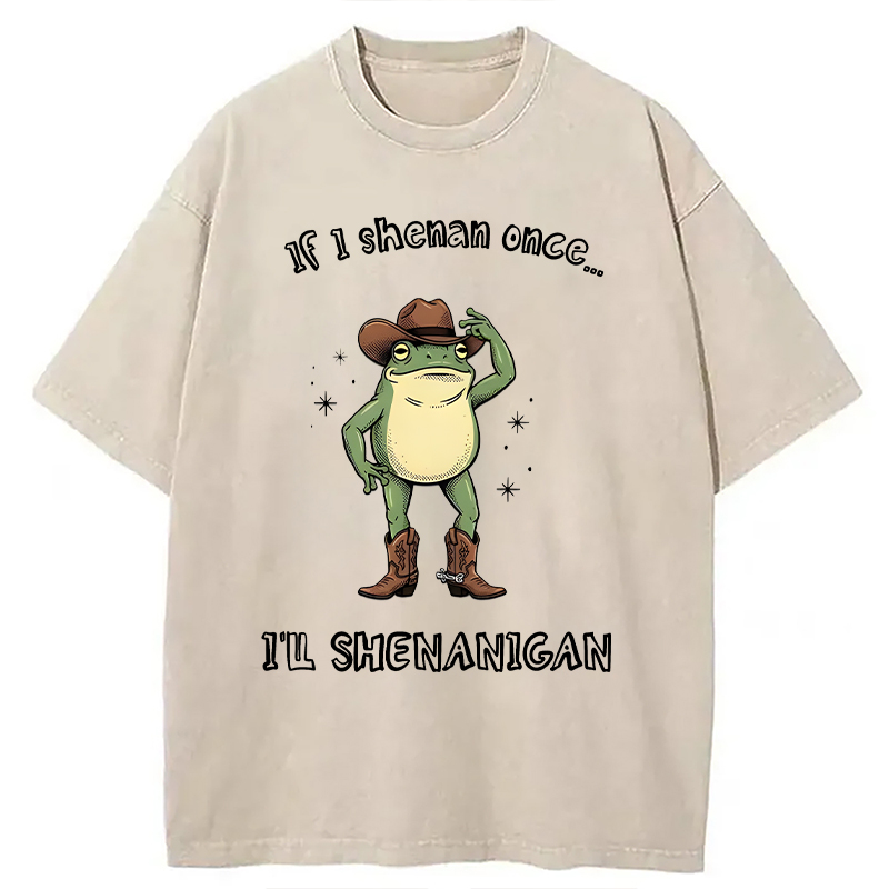 Modecanvas I ll Shenanigan Frog DTG Printing Washed T-Shirt