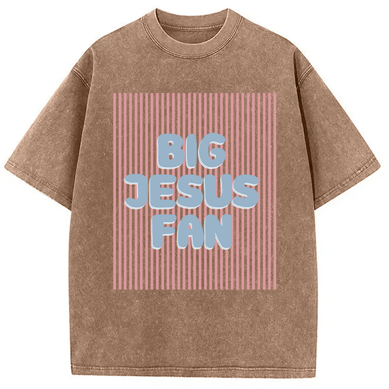 Modecanvas Big Jesus Fan DTG Printing Washed T-Shirt