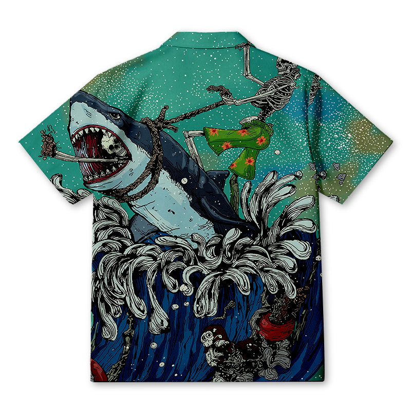 Modecanvas Shark Surfboard Hawaiian Shirt