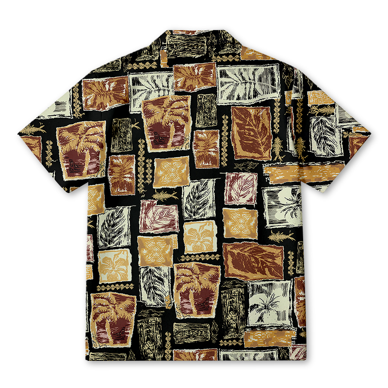 Modecanvas Tribal Palm Patchwork Hawaiian Shirt