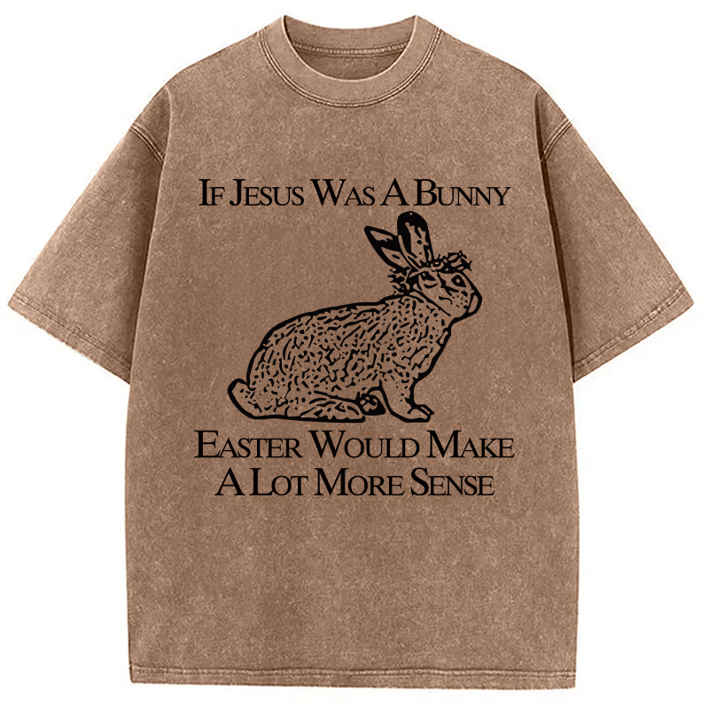 Modecanvas If Jesus Was A Bunny Easter Would Make A Lot More Sense DTG Printing Washed T-Shirt