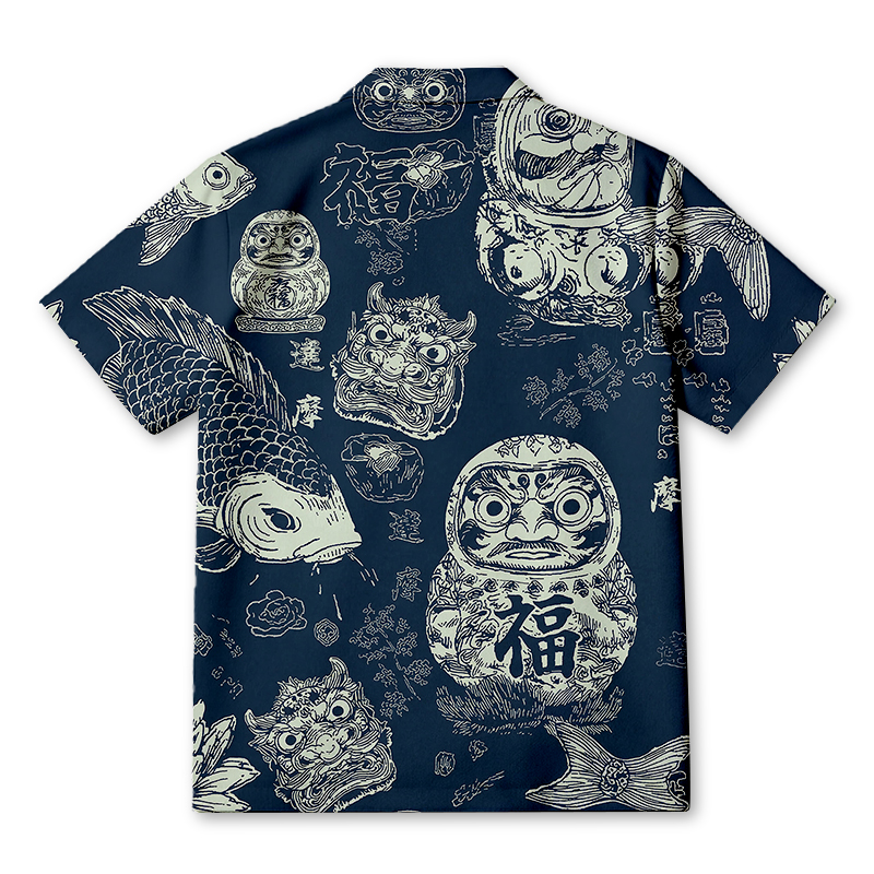 Modecanvas Daruma And Koi Hawaiian Shirt-modecanvas