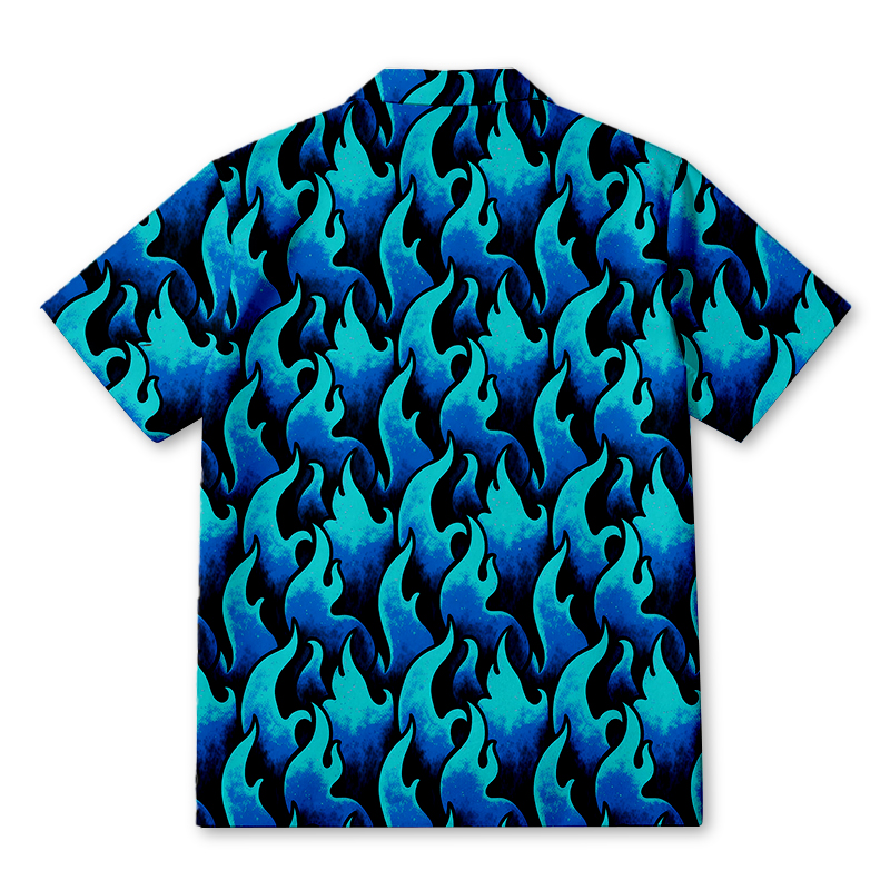 Modecanvas Blue Flame Hawaiian Shirt-modecanvas