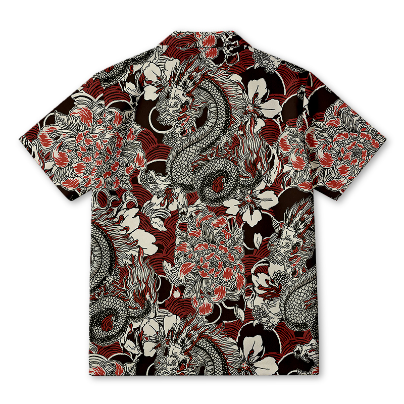 Modecanvas Japanese Retro Dragon Hawaiian Shirt-modecanvas