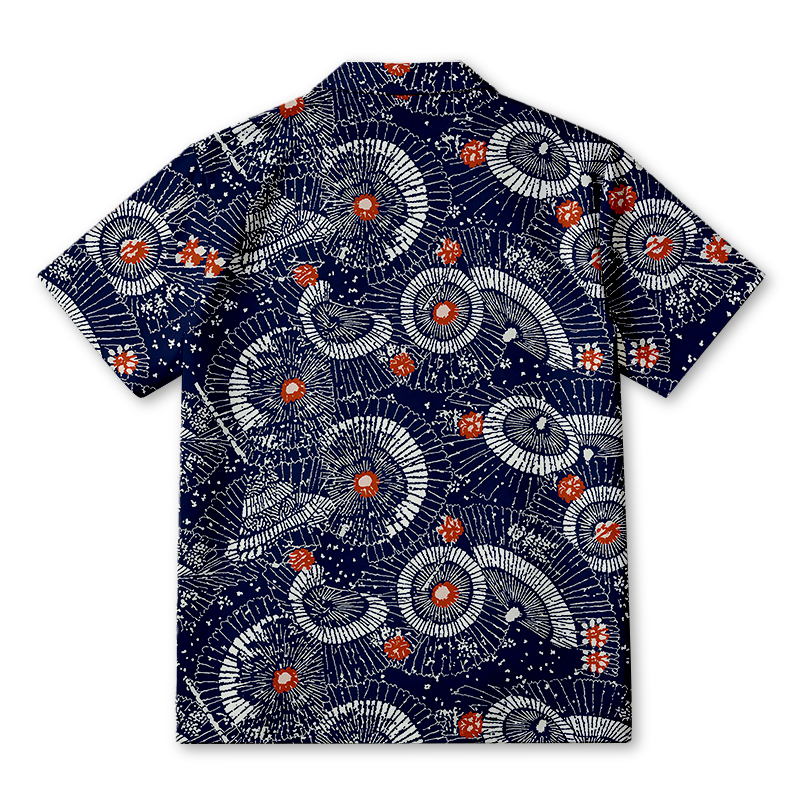 Modecanvas Japanese Retro Folding Fan Hawaiian Shirt-modecanvas