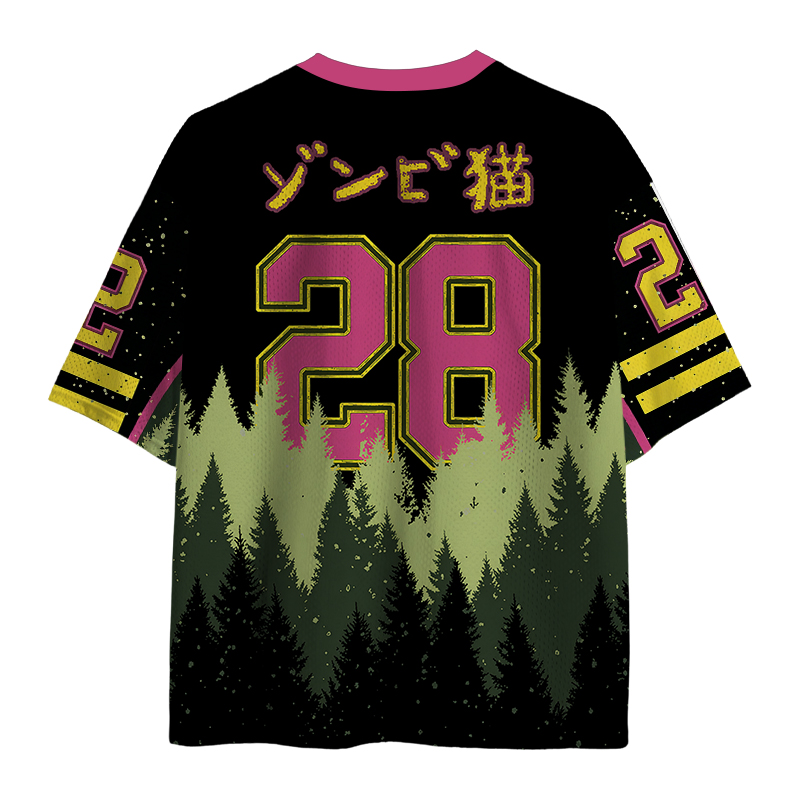 Modecanvas Horrible Japanese Cat Mesh Jersey-modecanvas