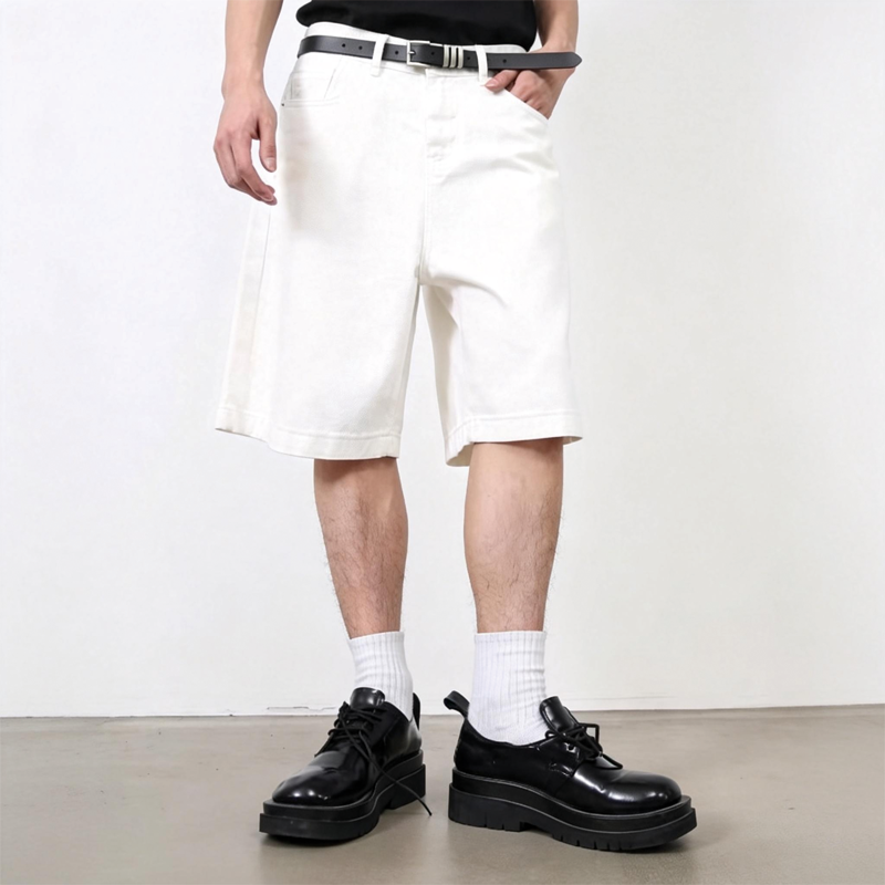Modecanvas Classic White Denim Short