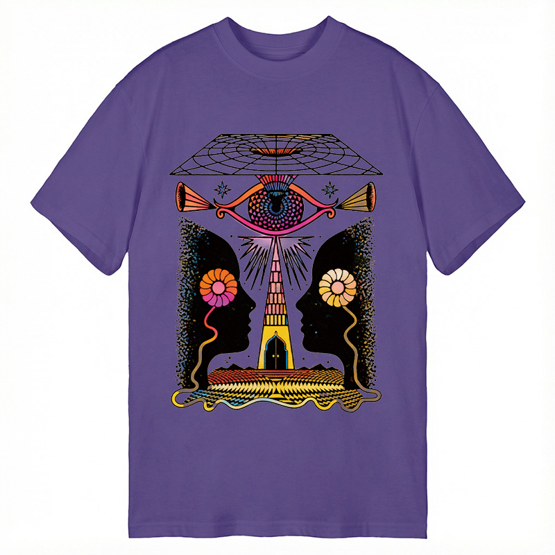 Modecanvas Dual-Face Sacred Eye DTG Printing Classic T-Shirt-modecanvas