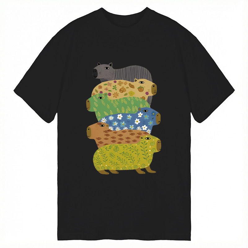 Modecanvas Colorful Capybaras DTG Printing Classic T-Shirt-modecanvas