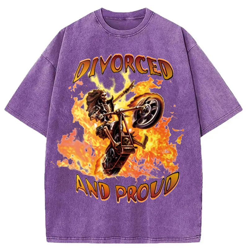 Modecanvas Divorced And Proud DTG Printing Washed T-Shirt