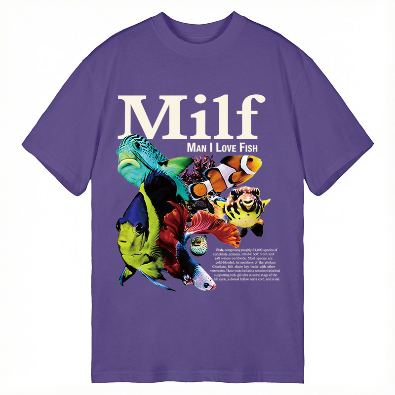 Modecanvas Man I Love Fish Vintage Meme DTG Printing Classic T-Shirt-modecanvas