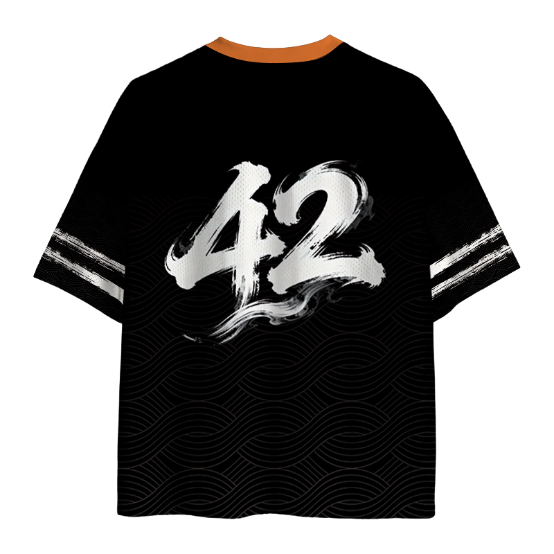 Modecanvas Orange Koi Fish Circle Mesh Jersey-modecanvas